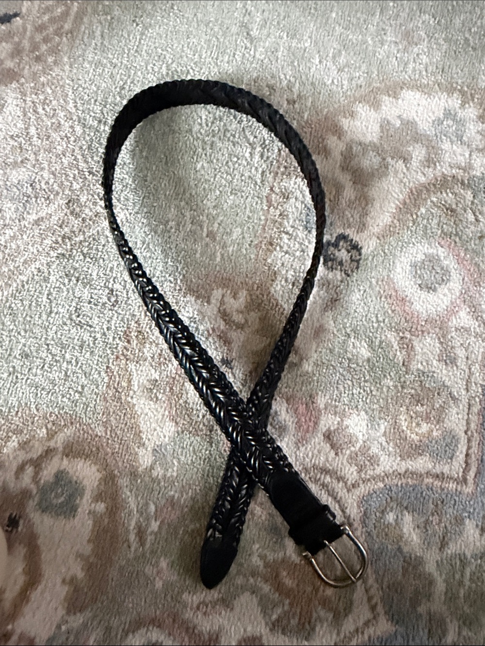 Marshall Fields • Vintage Black Leather Woven Belt - Picture 8 of 8
